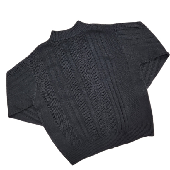 Vintage Tagio Cable Knit Cardigan Zip Sweater, Wool Suede Black/ Brown, Men's XL - Picture 2 of 5